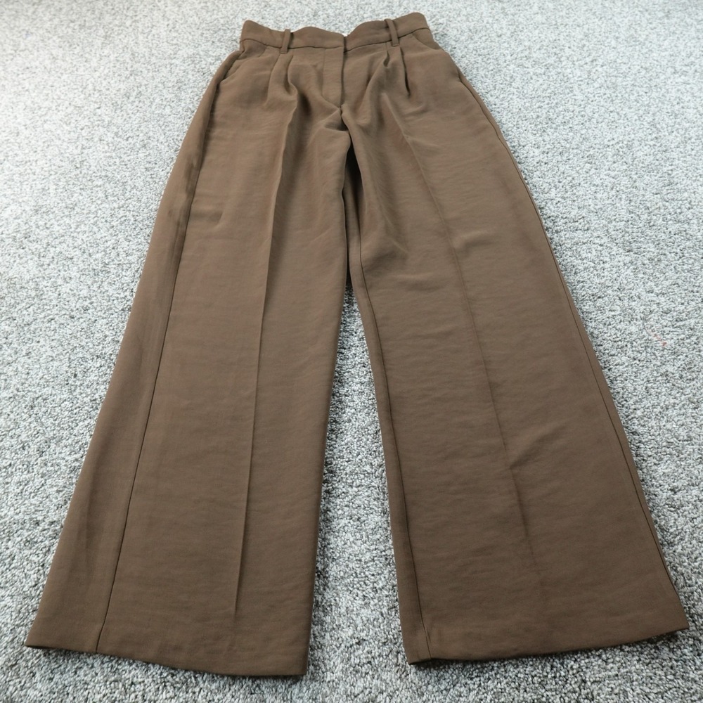 Abercrombie Fitch Pants Womens 29 Brown Wide Leg Chino Trouser Pleated High Rise - Picture 2 of 12